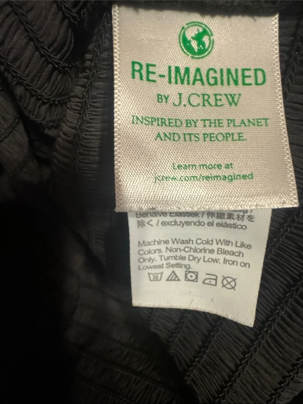 J. Crew Black Smocked Square-Neck Long-Sleeve Crop Top
